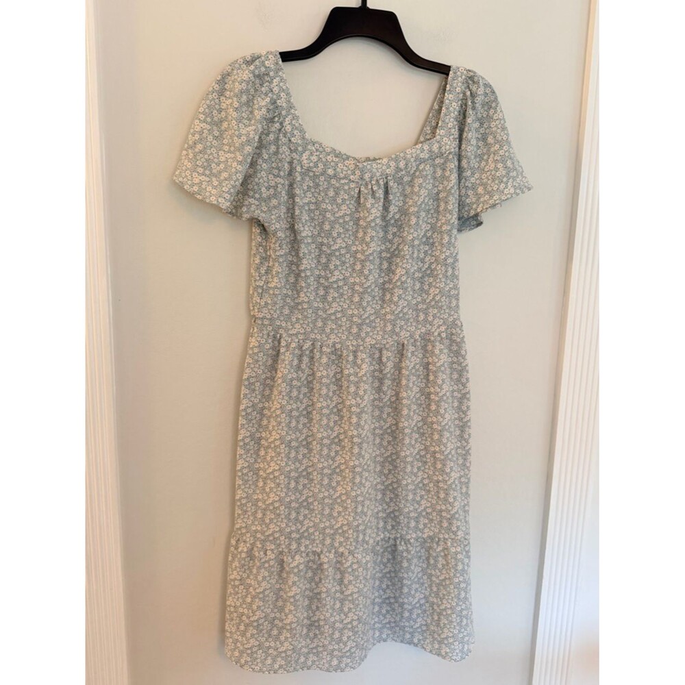 Monteau Los Angeles Floral Cottagecore Midi Dress Medium Blue Ditsy Print